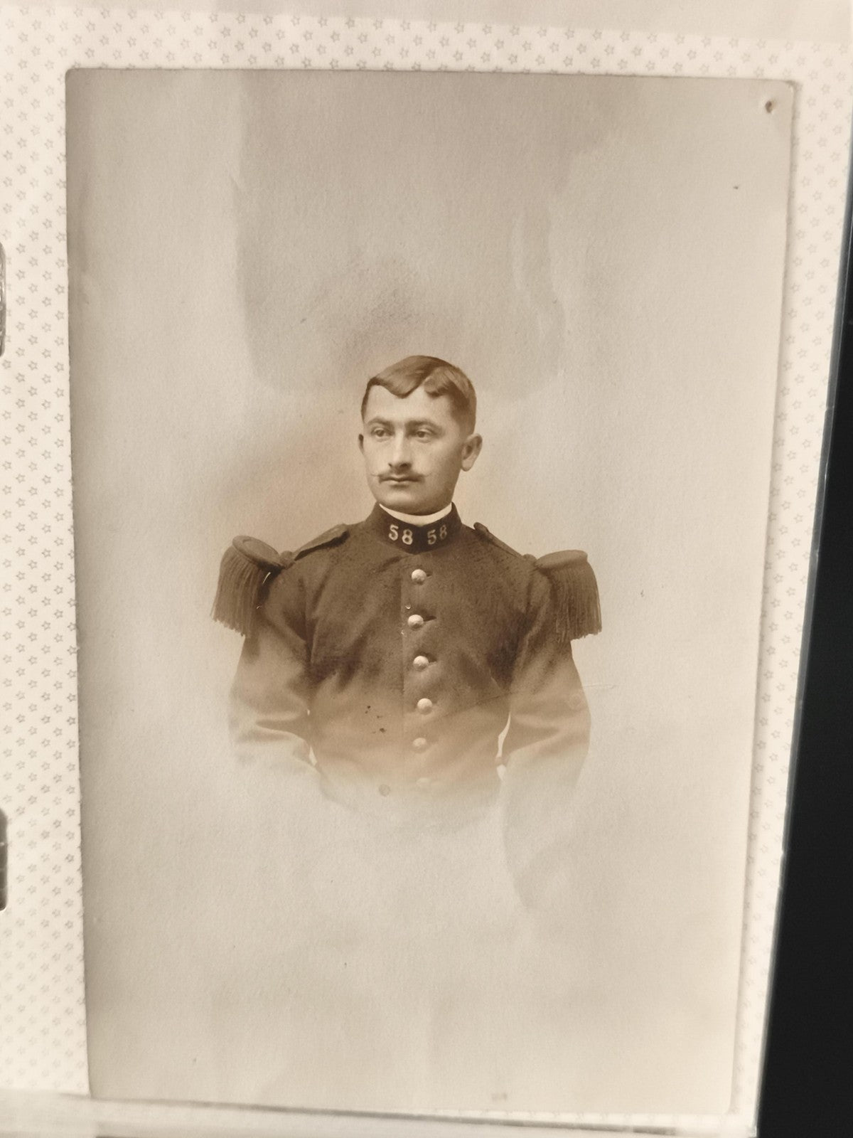 Carte photo ancienne militaire 58e régiment uniforme France CPA début XXe