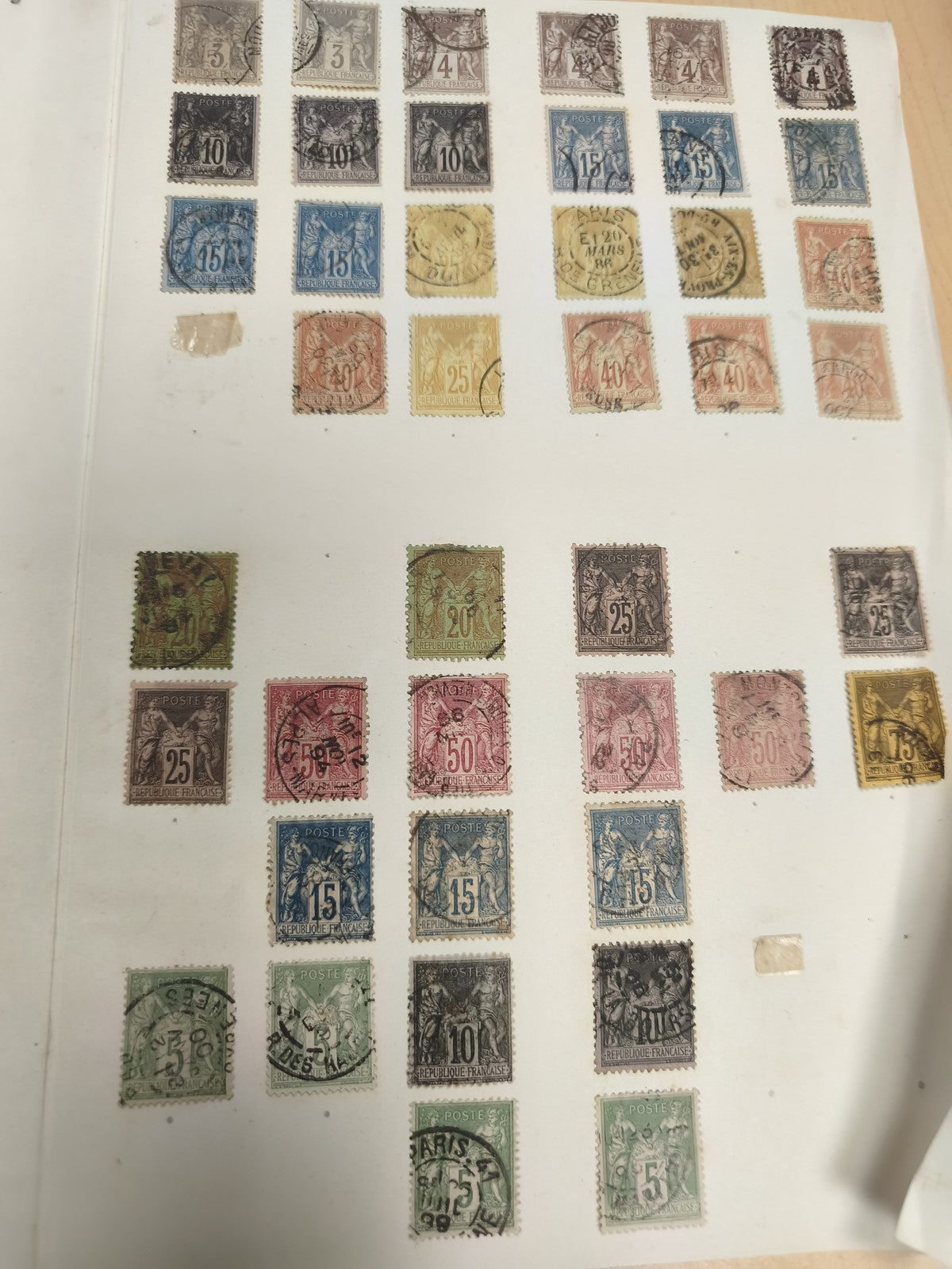 Lot timbres France Cérès et Sage oblitérés couleurs variées philatélie