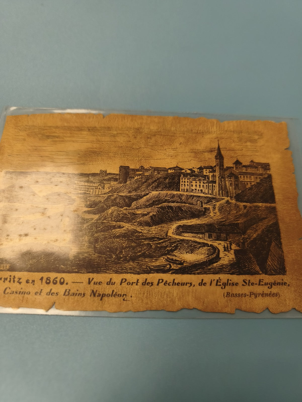 Carte postale ancienne Biarritz 1860 Port des Pêcheurs Église Ste-Eugénie