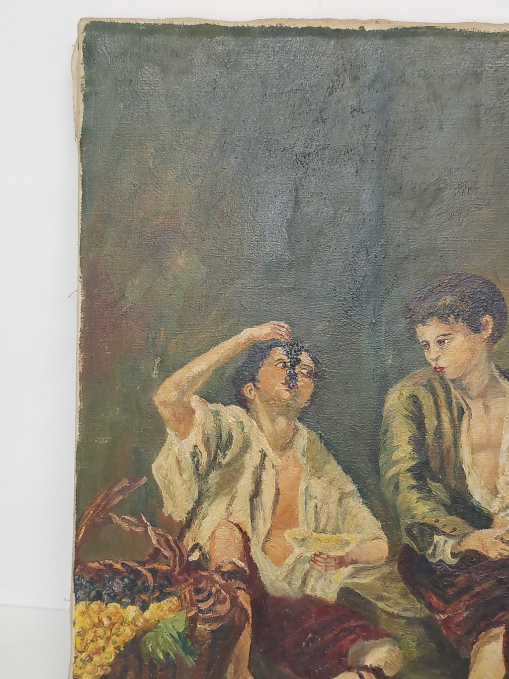 Ancien tableau vintage signé Bouby, peinture sur toile datée 1950, art rétro
