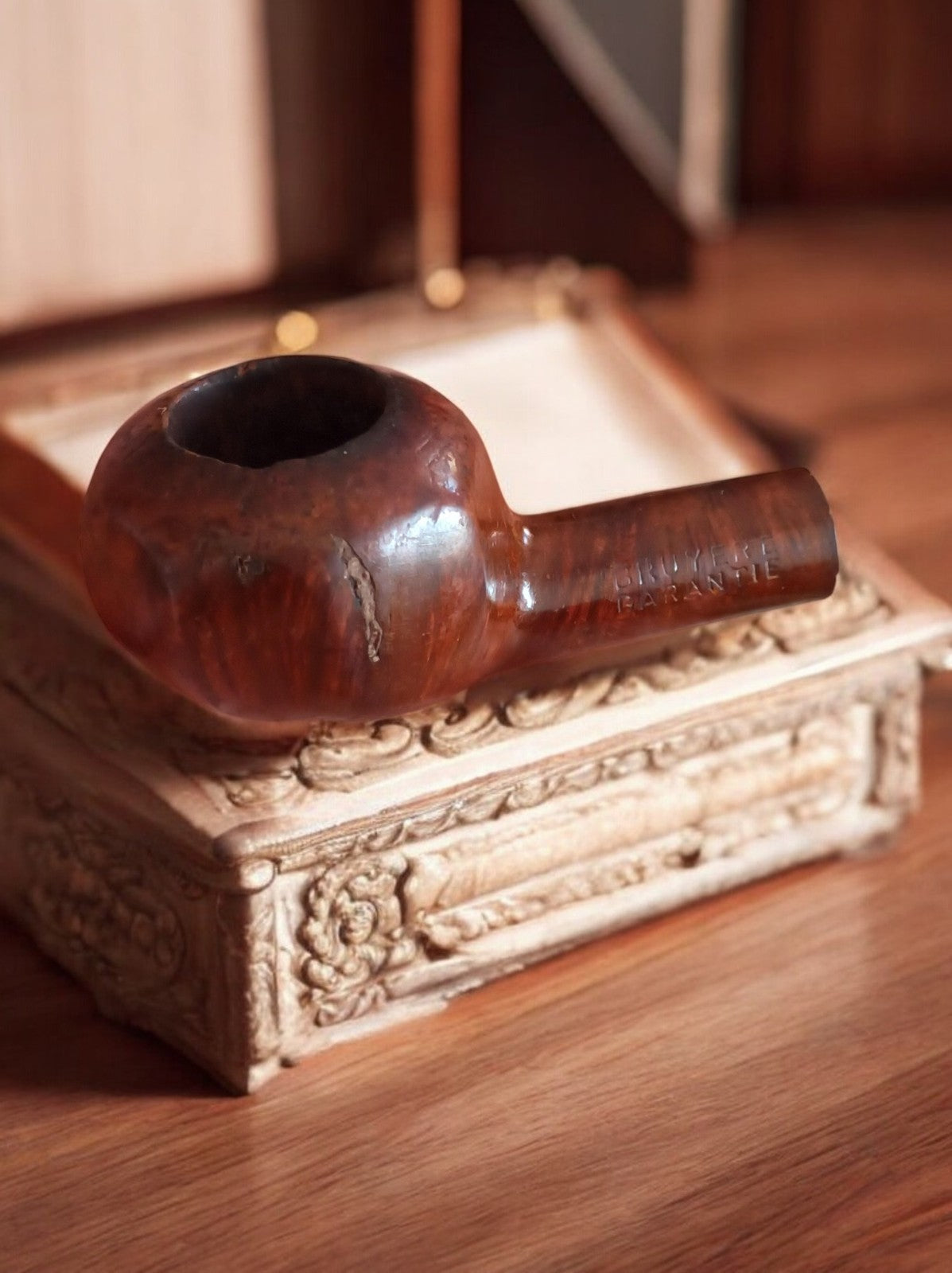 Pipe ancienne bruyère garantie, teinte acajou, vintage, marque non identifiée