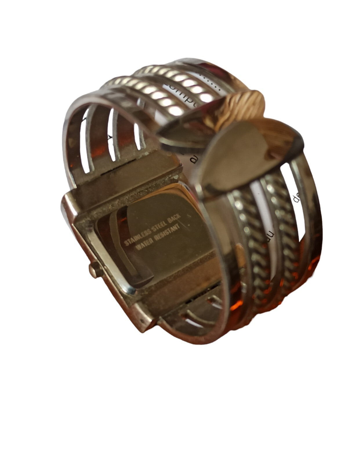 Montre femme AC Mélissa quartz vert, cadran carré, strass, bracelet ajustable