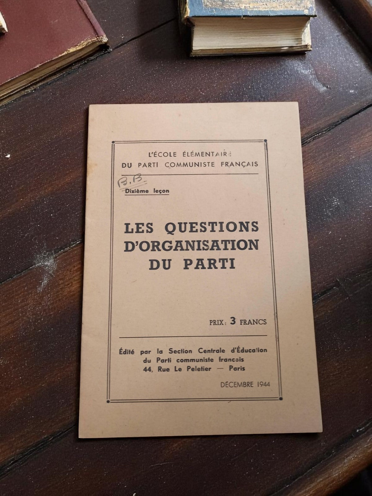 Livret école Parti Communiste 1944 organisation propagande vintage ancien