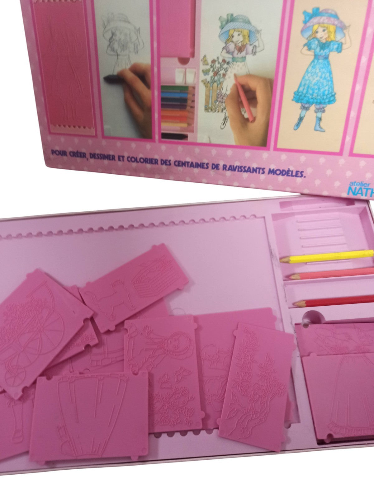 Jeu créatif vintage Miss Petticoat La Mode, coffret dessin rétro atelier Nathan