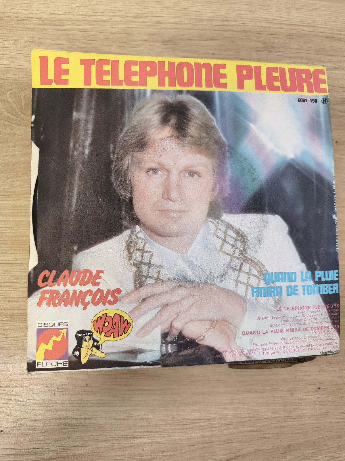Vinyle 45T vintage Claude François ? Le Téléphone Pleure, pochette originale