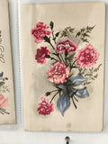 Carte postale ancienne fleurs œillets roses illustration vintage CPA
