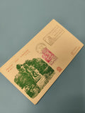 Enveloppe premier jour d?émission FDC Montmorency illustration verte timbre rose