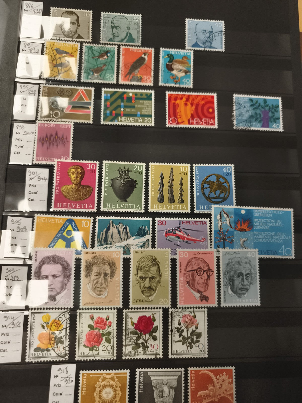 ** Lot timbres Suisse Helvetia années 1970-80 thèmes art, nature, portraits, obl