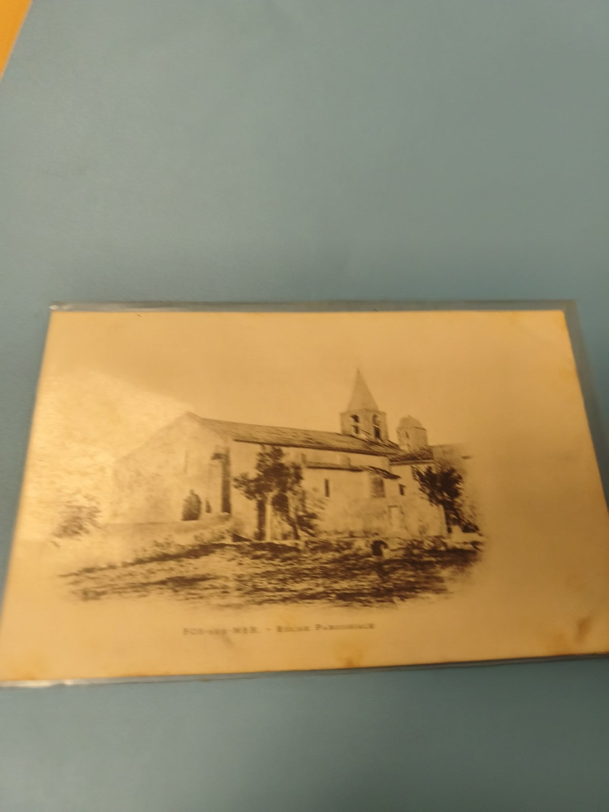 Carte postale ancienne CPA Eglise Paroissiale Fos-sur-Mer noir et blanc