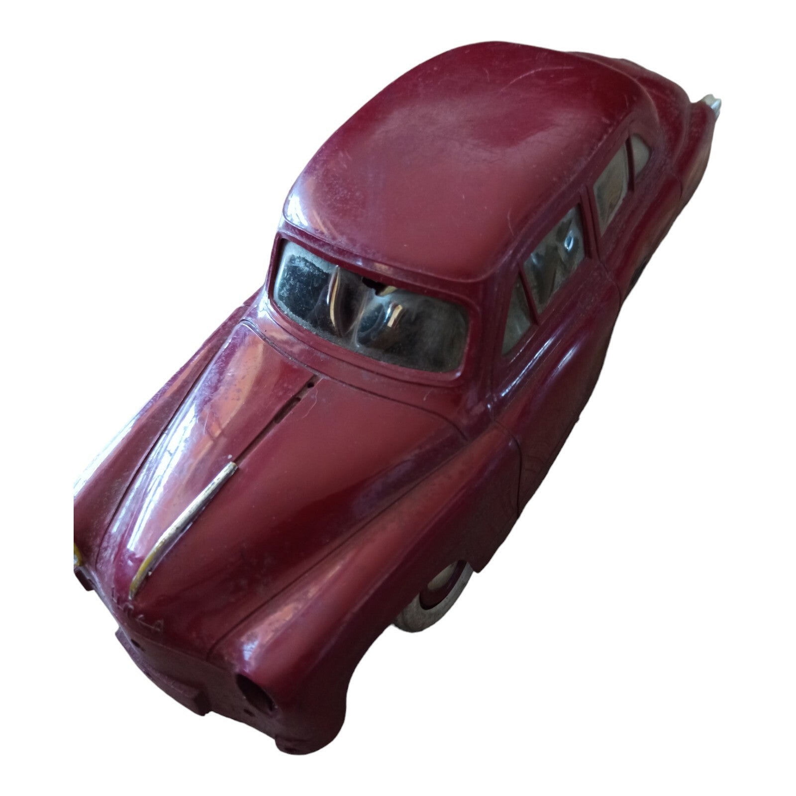 Voiture jouet ancienne Gégé Simca 9 mécanique rouge vintage années 50