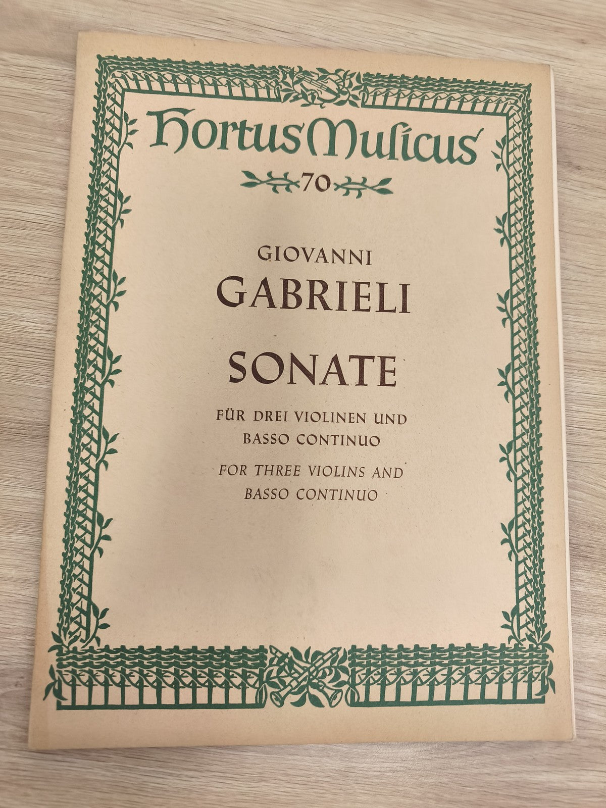 Ancien livre partitions Gabrieli Hortus Musicus violon piano baroque vintage