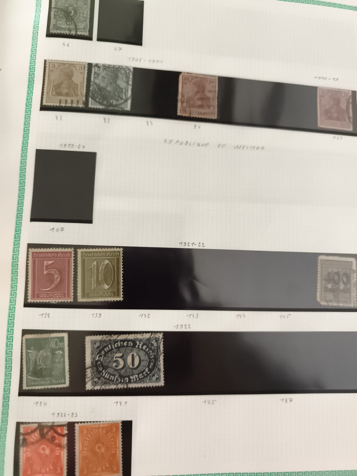 Timbres Deutsches Reich oblitérés Allemagne Weimar XIXe XXe philatélie
