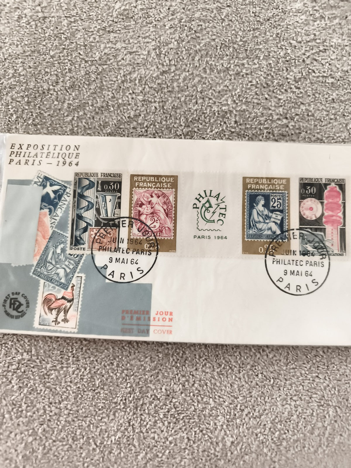 Lettre premier jour Philatec 1964 Paris timbres anciens République française