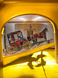 Chromo ancien calèche école d’autrefois – illustration vintage cheval, petit for