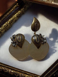 Paire boucles d?oreilles clips vintage fantaisie laiton et résine translucide