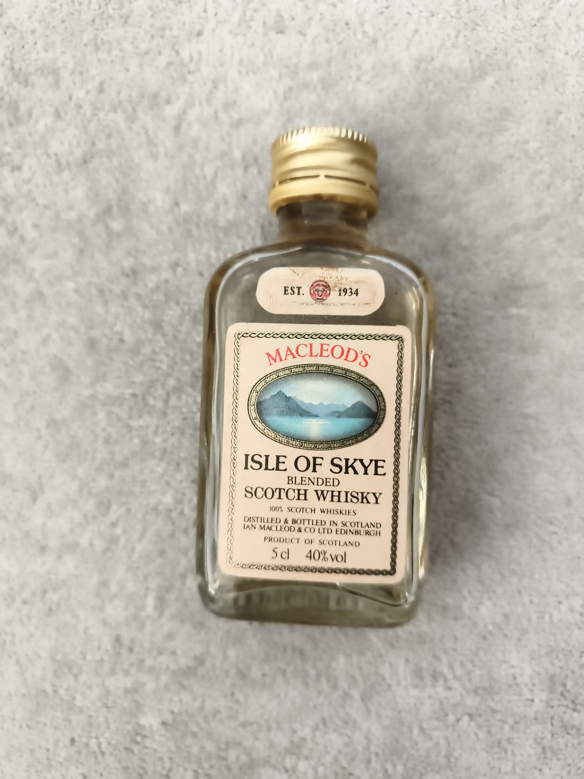 Miniature whisky Macleod's Isle of Skye 5cl 40% bouteille partiellement remplie