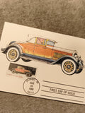 Carte premier jour 1988 USA Locomobile 1928 timbre 25c Detroit Philatélie auto