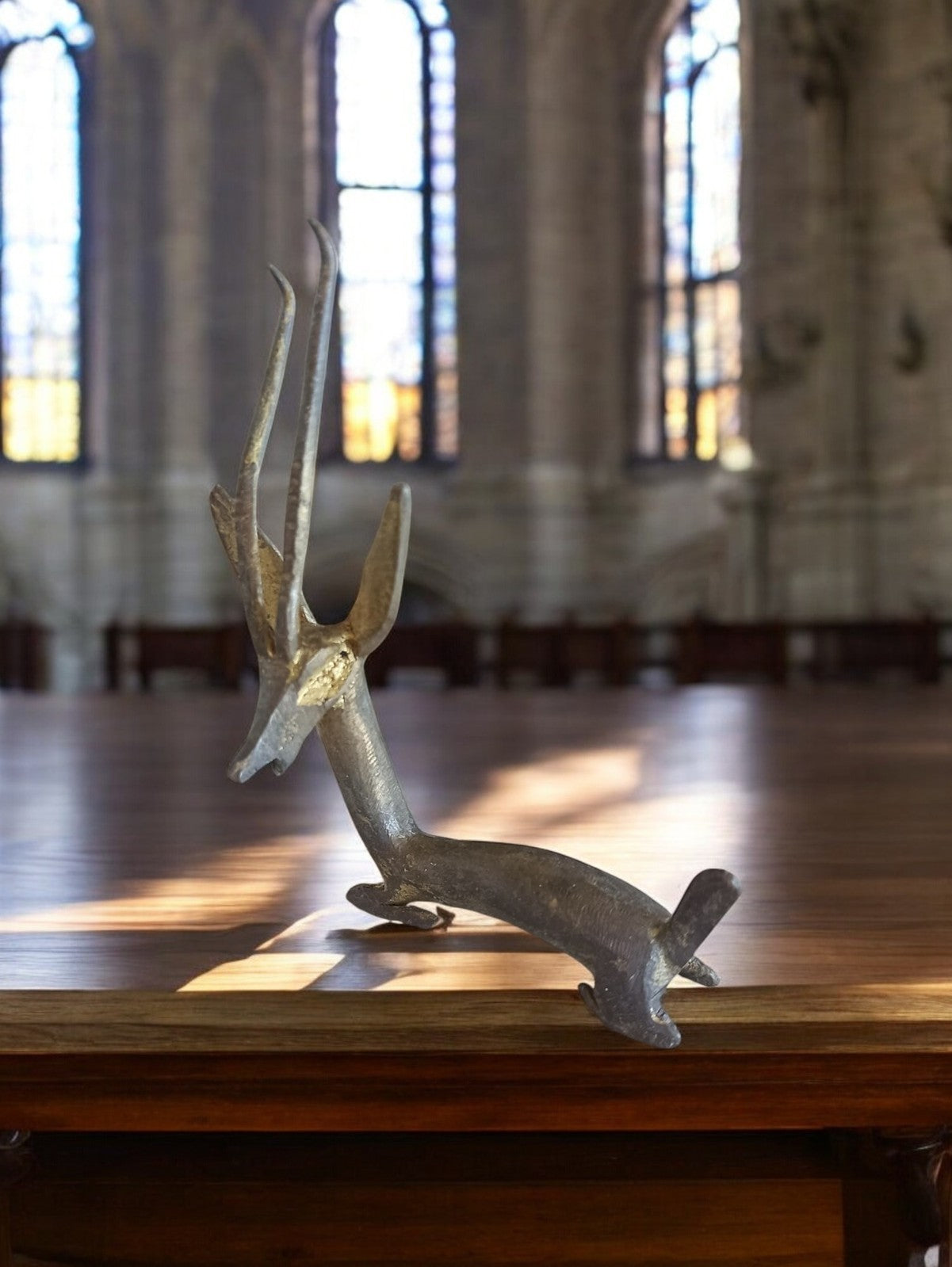 Sculpture antilope africaine en bronze stylisé vintage déco ethnique