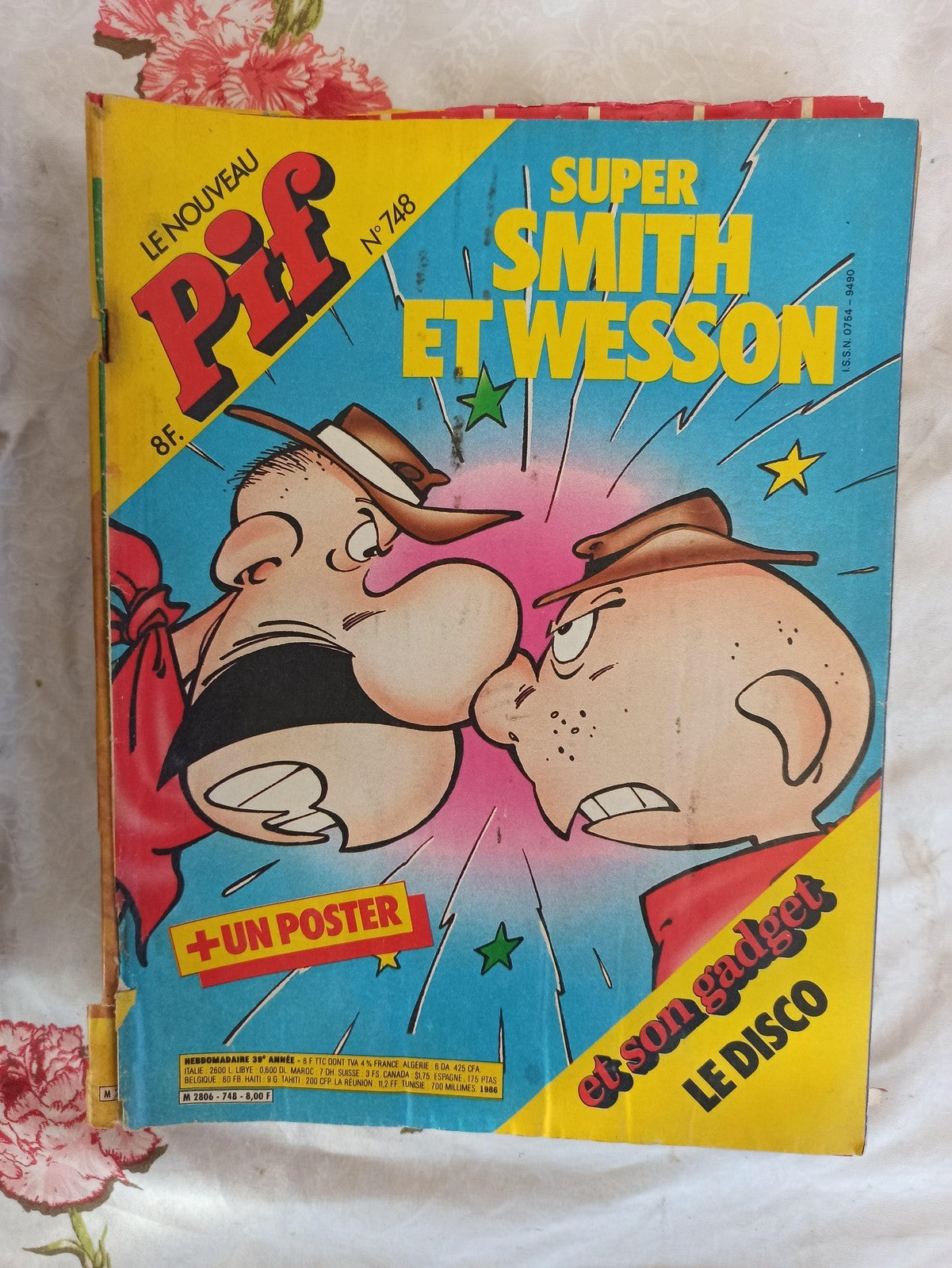 Magazine Pif n°748 vintage, Super Smith et Wesson, rétro années 80, poster inclu