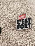 Pin's vintage RMC C'EST FORT logo radio, badge ancien pub années 90 (Ref 3)