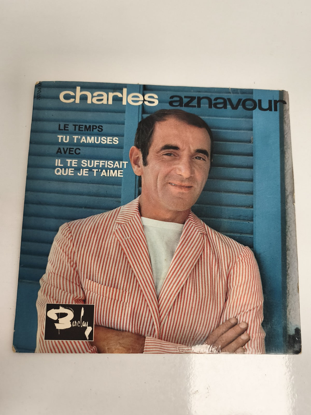 Vinyle 45 tours Charles Aznavour Barclay pochette rayée France chanson
