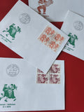 Lot enveloppes philatélie Suisse oblitérées motifs danseurs et musiciens