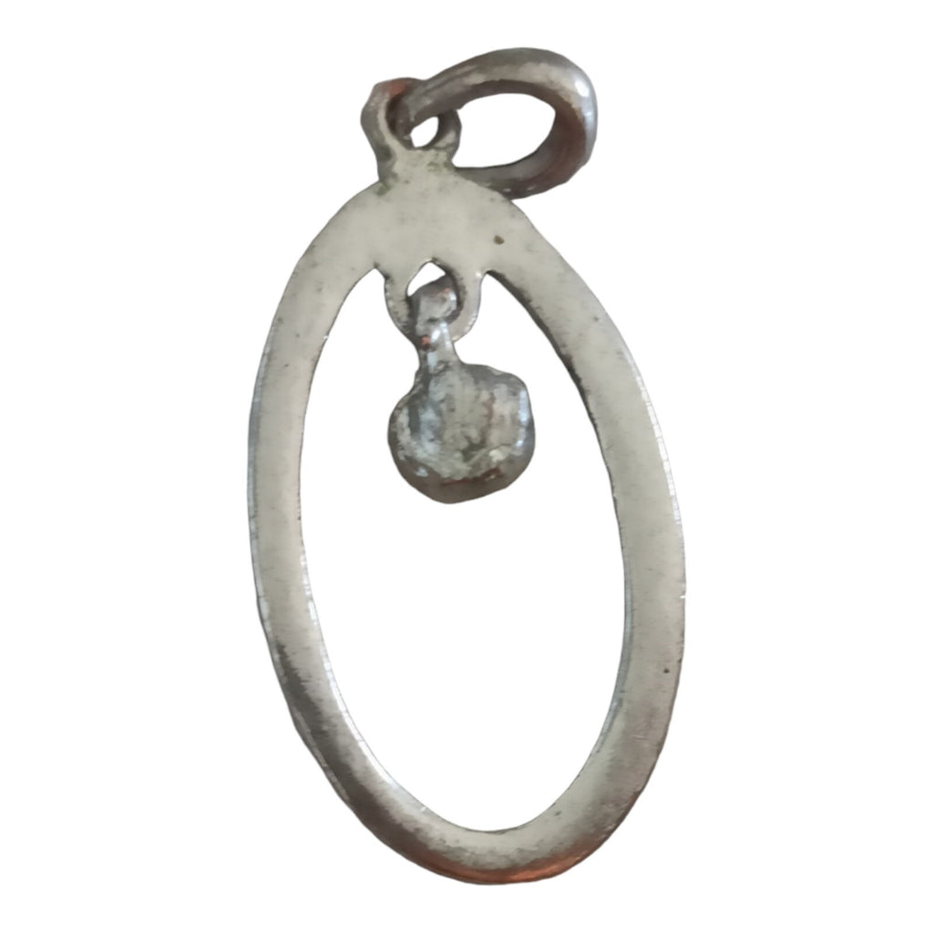 Pendentif vintage ovale argenté avec strass, bijou délicat rétro