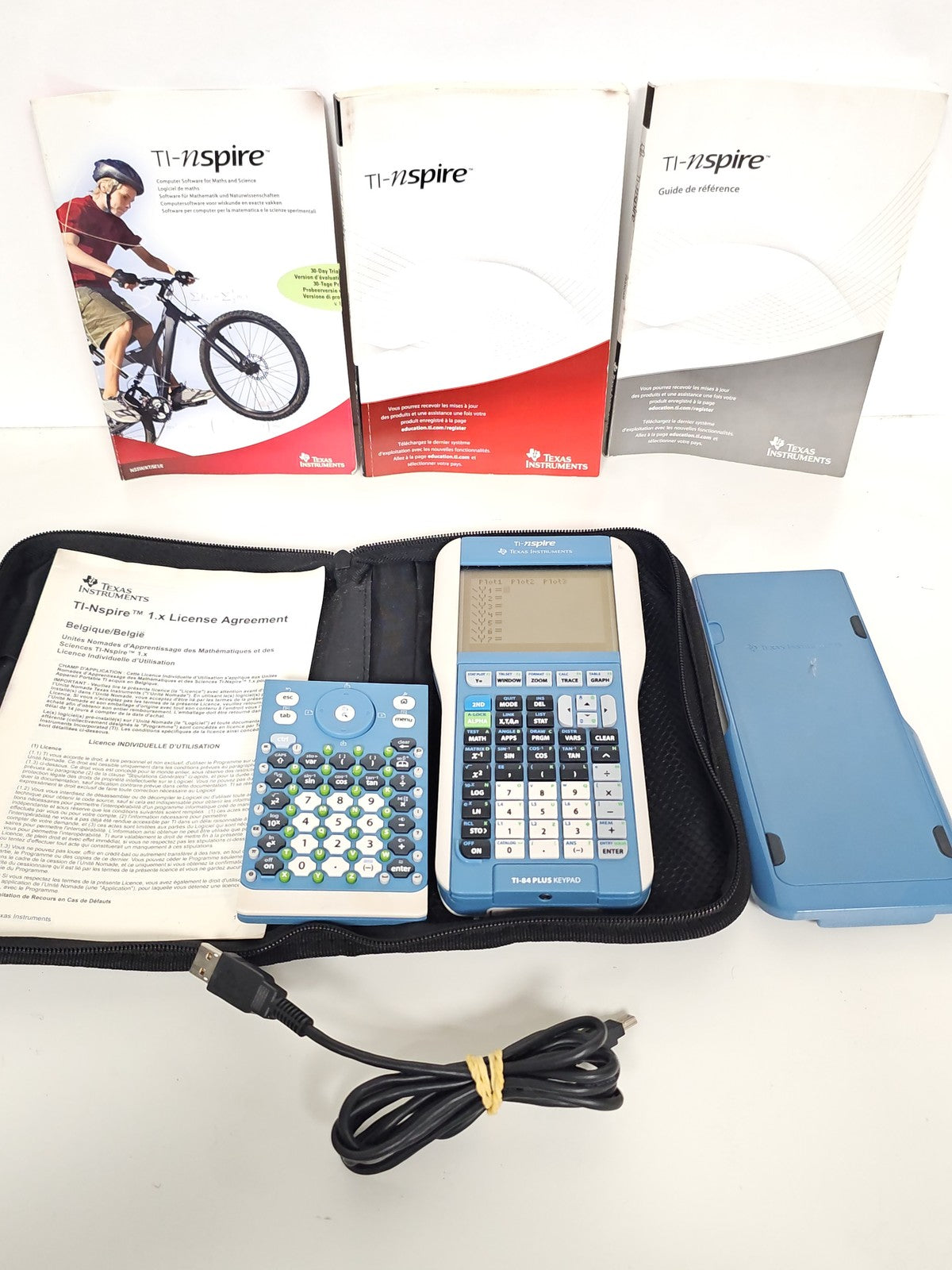 Calculatrice graphique TI-Nspire Texas Instruments + clavier TI-84 PLUS, complèt