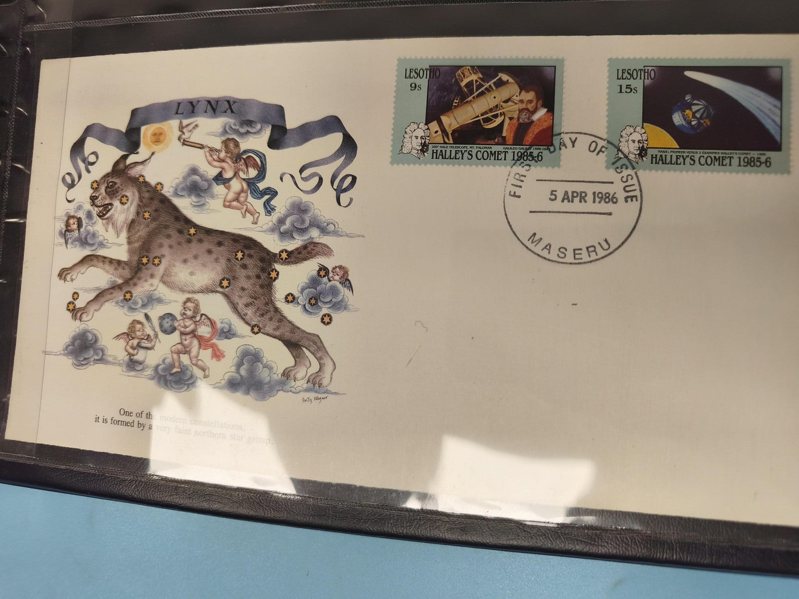 Enveloppe FDC Premier Jour Lesotho 1986 Halley's Comet Lynx illustration timbres