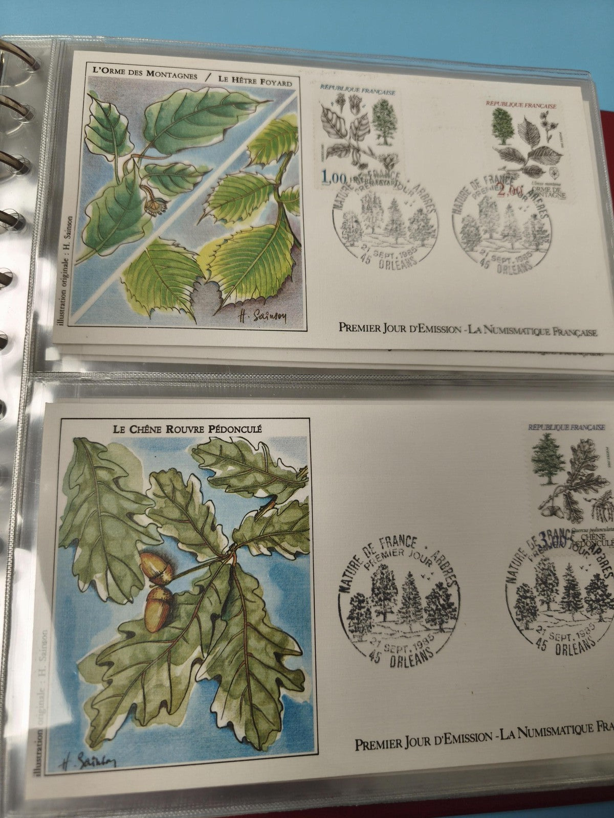 Lot enveloppes FDC premier jour émission illustrées arbres France timbres