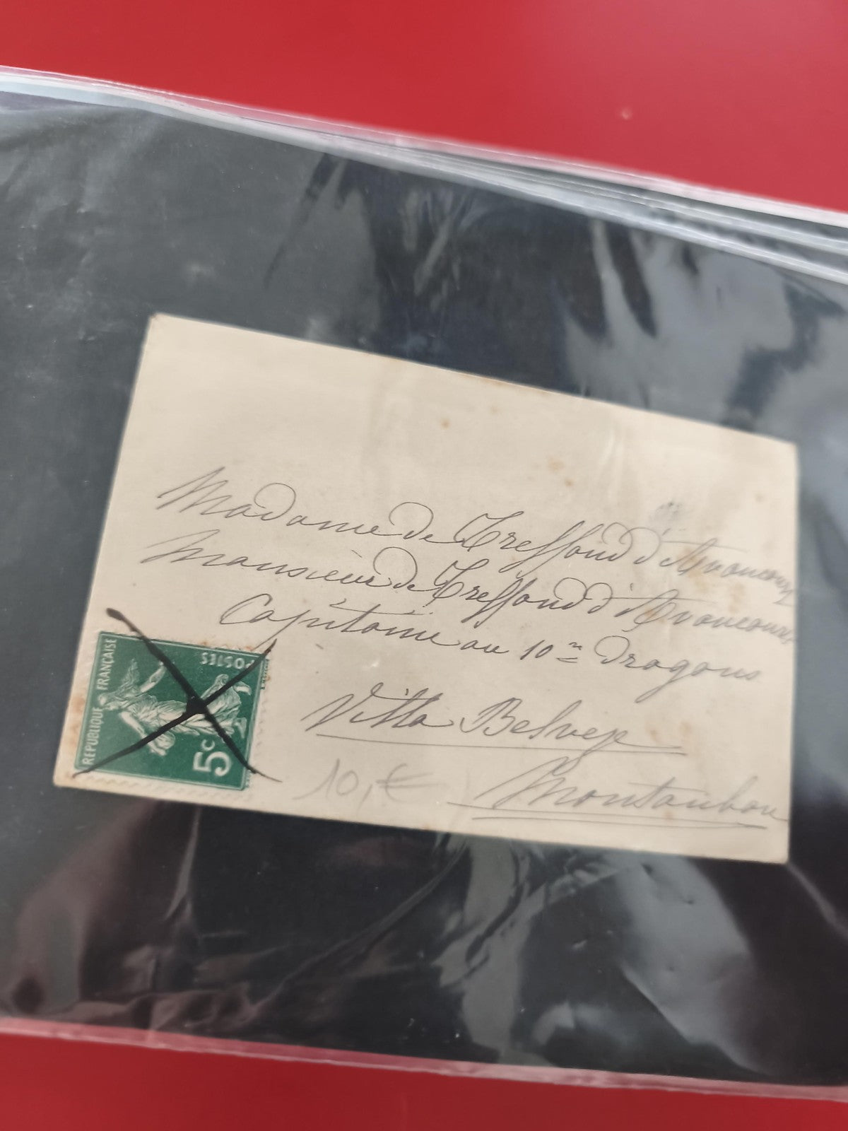 Ancienne enveloppe oblitérée philatélie, timbre vert 5c République Française