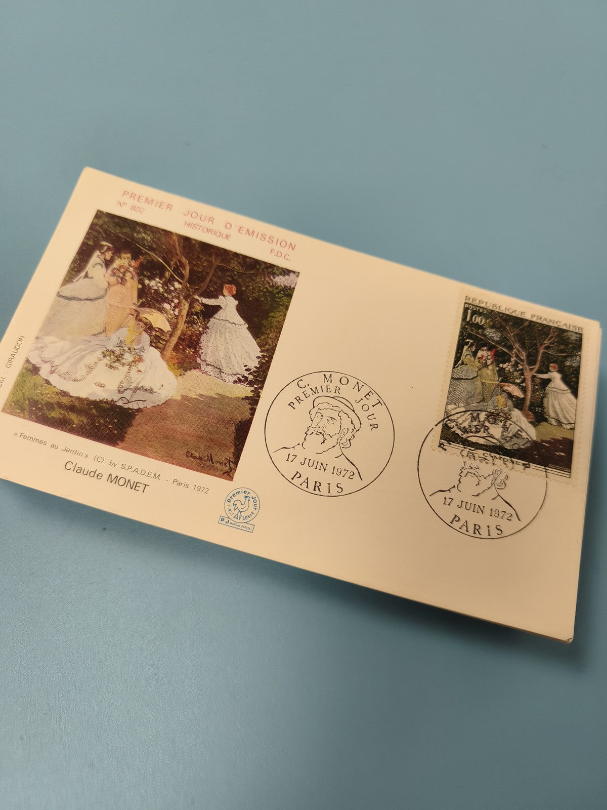 Enveloppe premier jour d?émission FDC Monet Femmes au Jardin 17 juin 1972