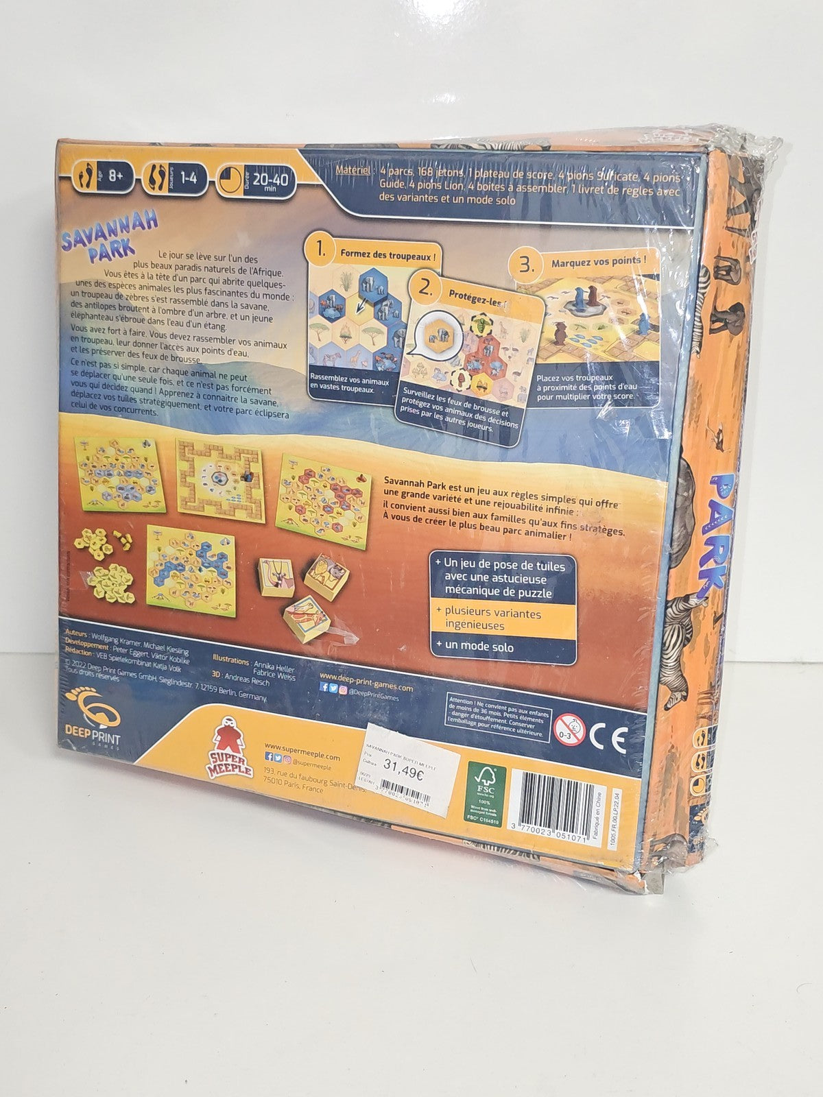 Savannah Park jeu de société 1 à 4 joueurs Deep Print Super Meeple 2021 complet