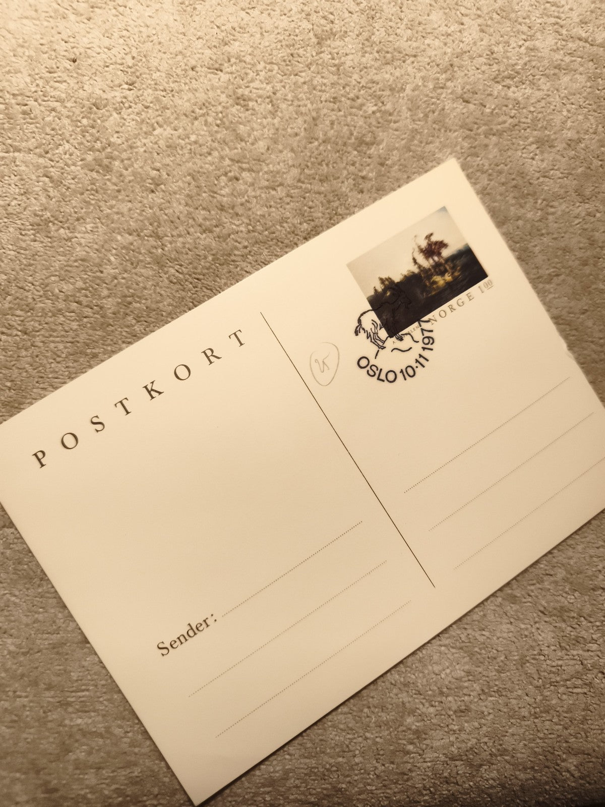 Carte postale timbre Norvège Oslo oblitérée POSTKORT philatélie (Ref 8)