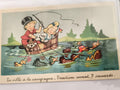 Carte postale ancienne illustrée Rob-Vel humour canards, traction avant, vintage