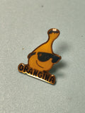 Pin's vintage Orangina publicitaire collection, logo bouteille jaune lunettes Re