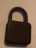 Ancien cadenas EDO, finition sombre, forme rectangulaire, vintage serrure padloc