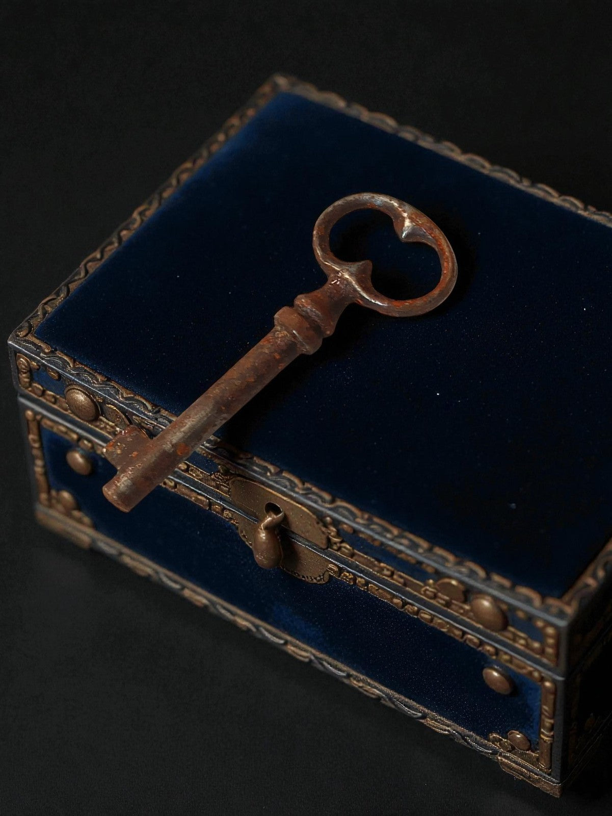Clé ancienne de meuble vintage, forme ronde, serrure déco rétro d'époque