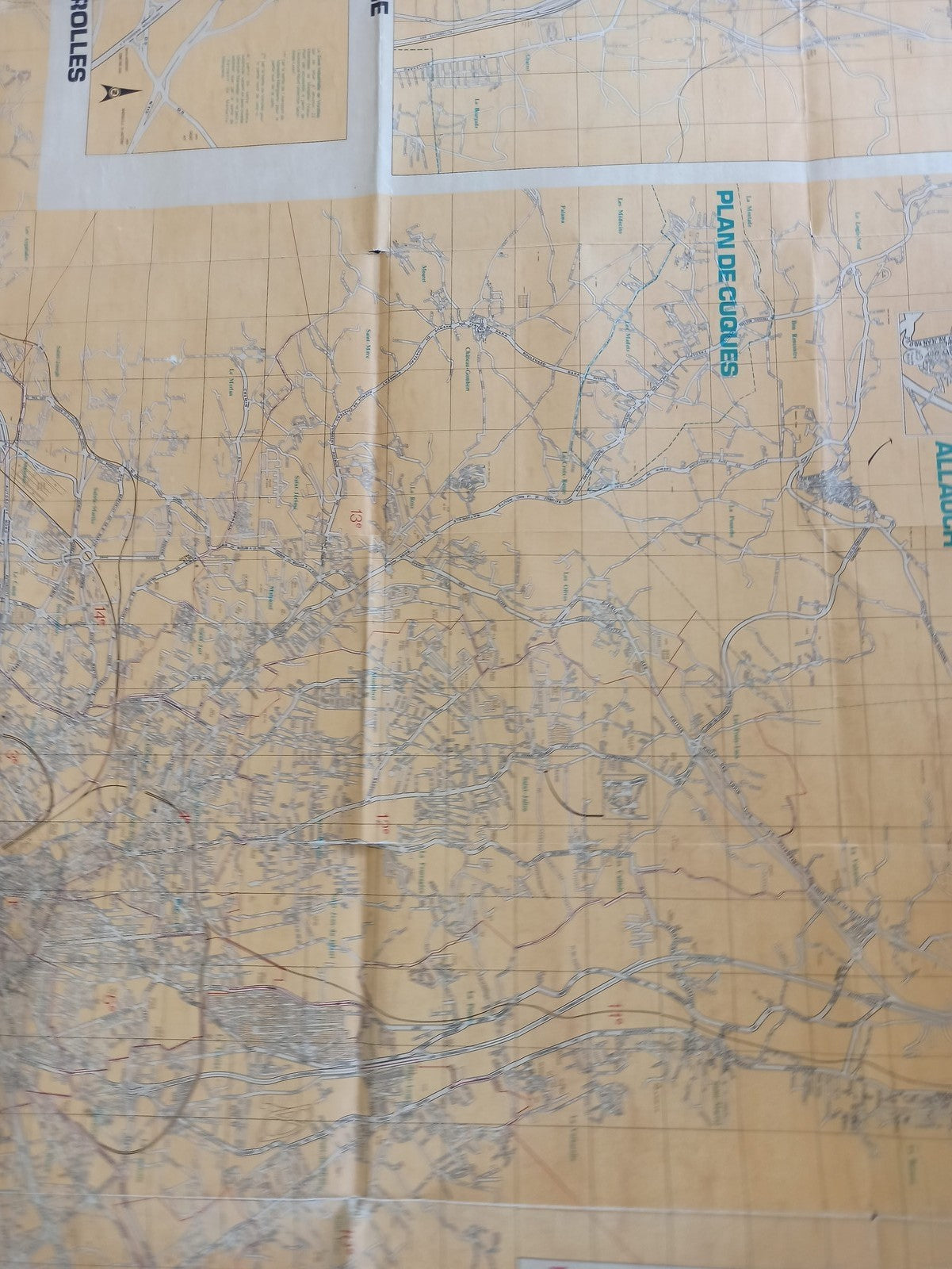 Carte routière vintage Marseille plan XL pliée ancien plan urbain rétro