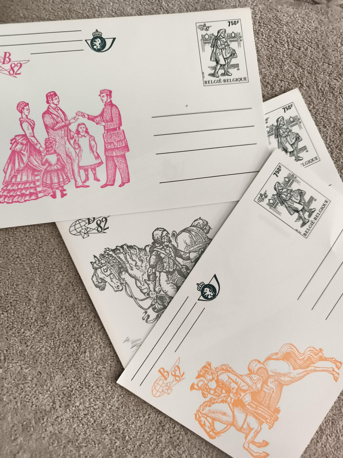 Enveloppes préaffranchies Belgique illustrées philatélie B82 timbre 750F