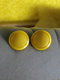 Boucles d'oreilles clips rondes jaune vintage fantaisie rétro années 70