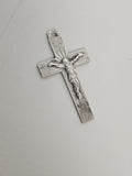Petite croix catholique ancienne en argent vintage, pendentif religieux rétro