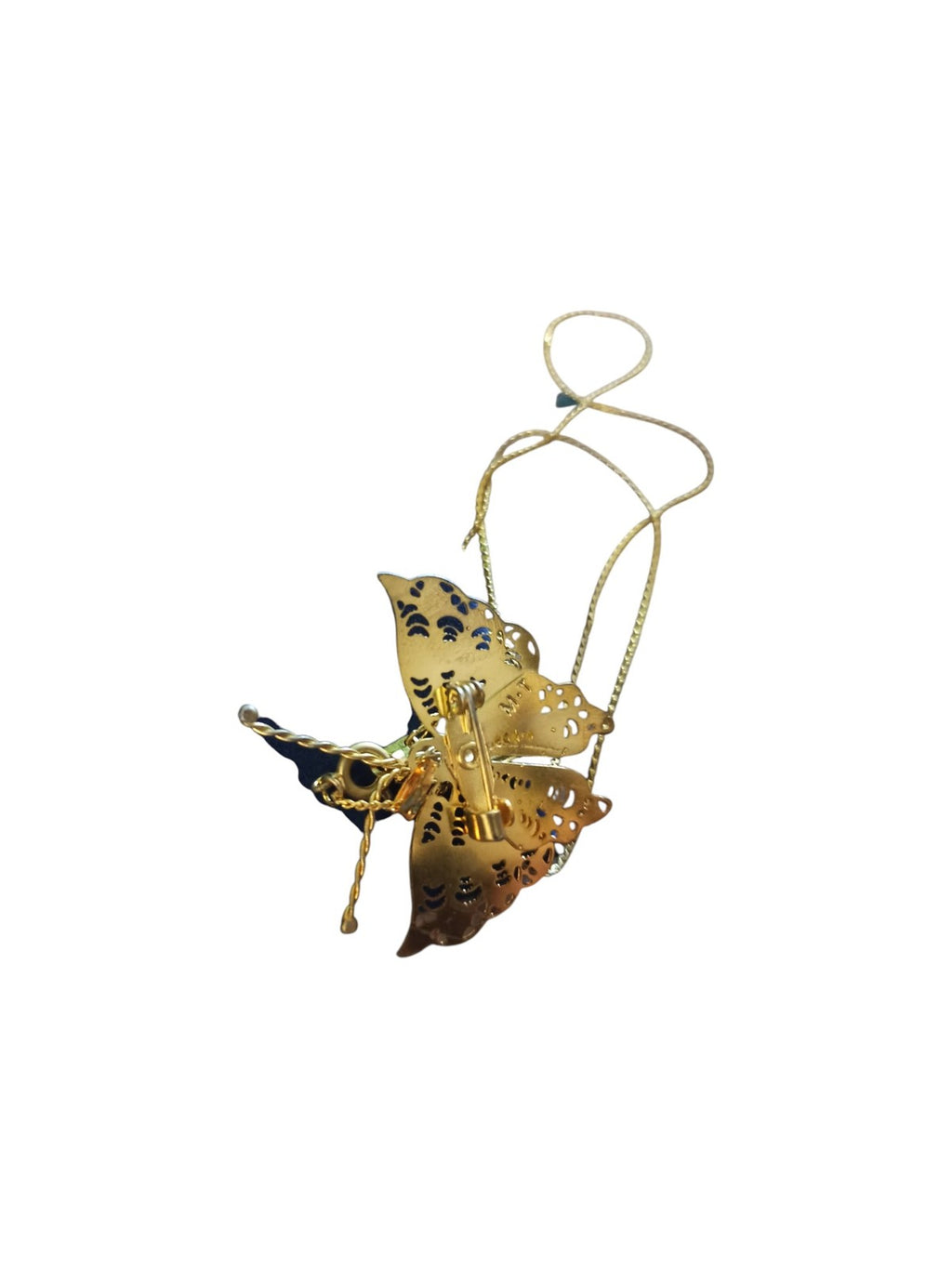 Broche Collier Papillon Vintage en Métal Doré avec Étui - Bijou Fantaisie Rétro