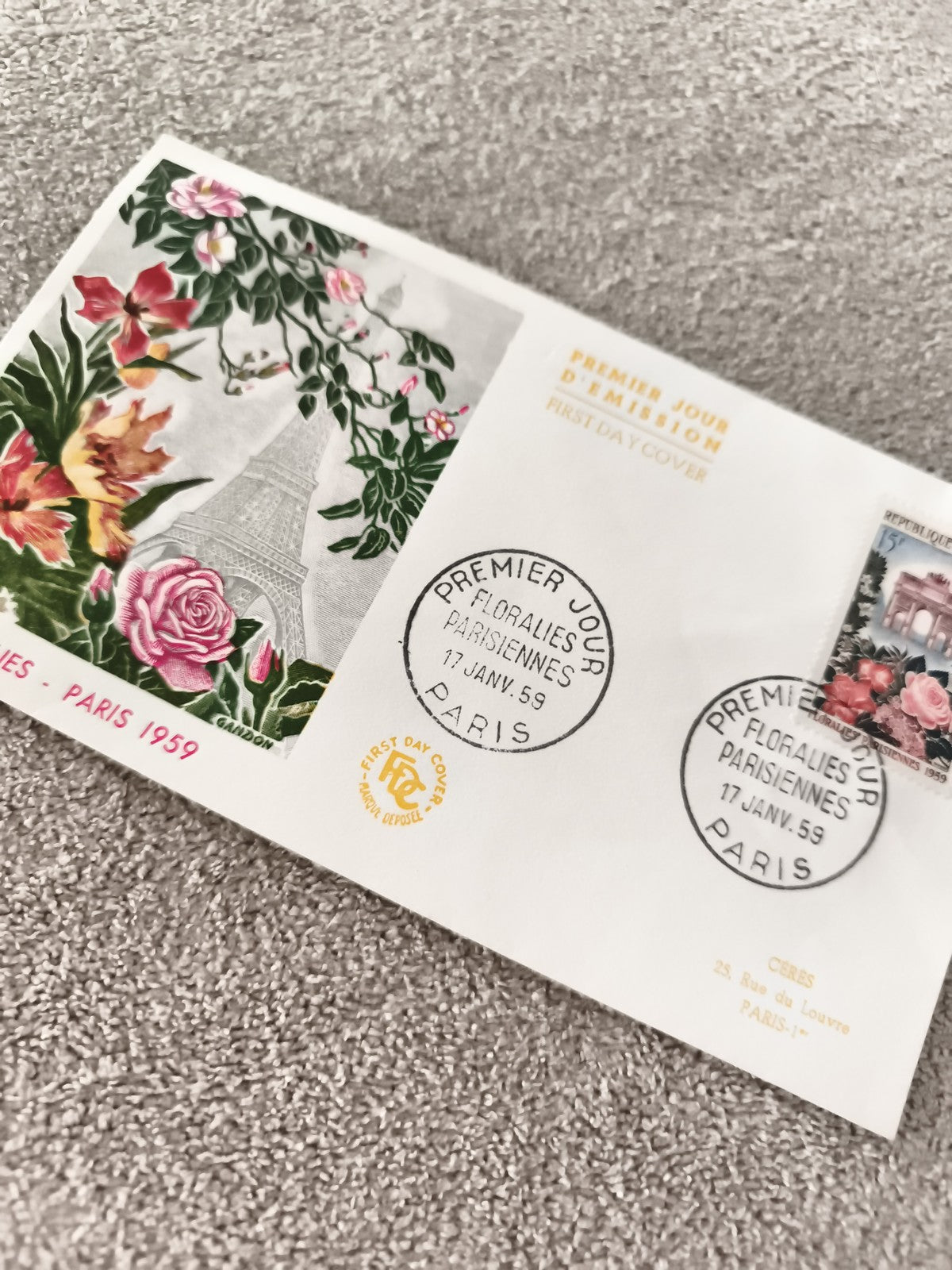 Lettre Premier Jour 1959 Floralies Parisiennes FDC Ancien philatélie timbre