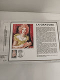 Feuillet CEF La Gravure 1984 illustration femme timbre oblitéré philatélie