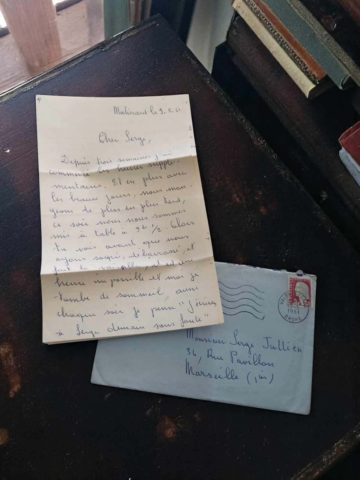 Lettre manuscrite ancienne 1961 Marseille enveloppe vintage écriture intime