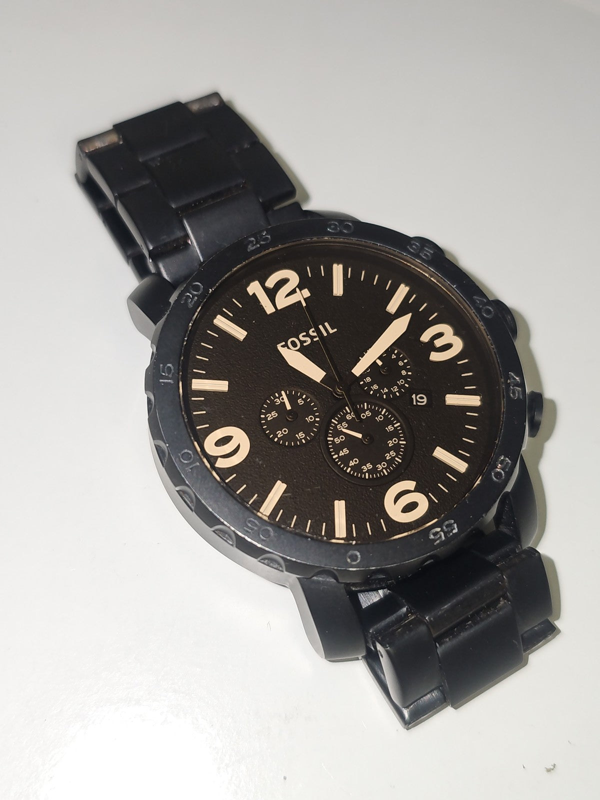 Montre homme Fossil fonctionnelle, montre-bracelet élégante d'occasion, accessoi