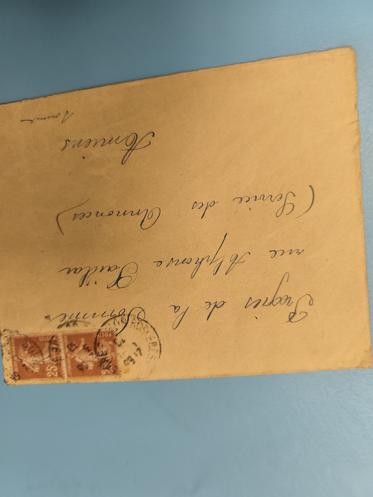 Ancienne enveloppe oblitérée philatélie début XXe timbres France vintage