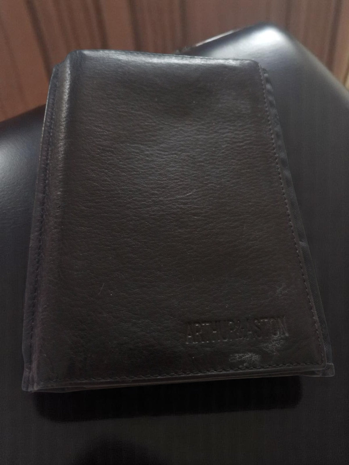 Portefeuille vintage Arthur & Aston cuir noir, porte-cartes, accessoire homme