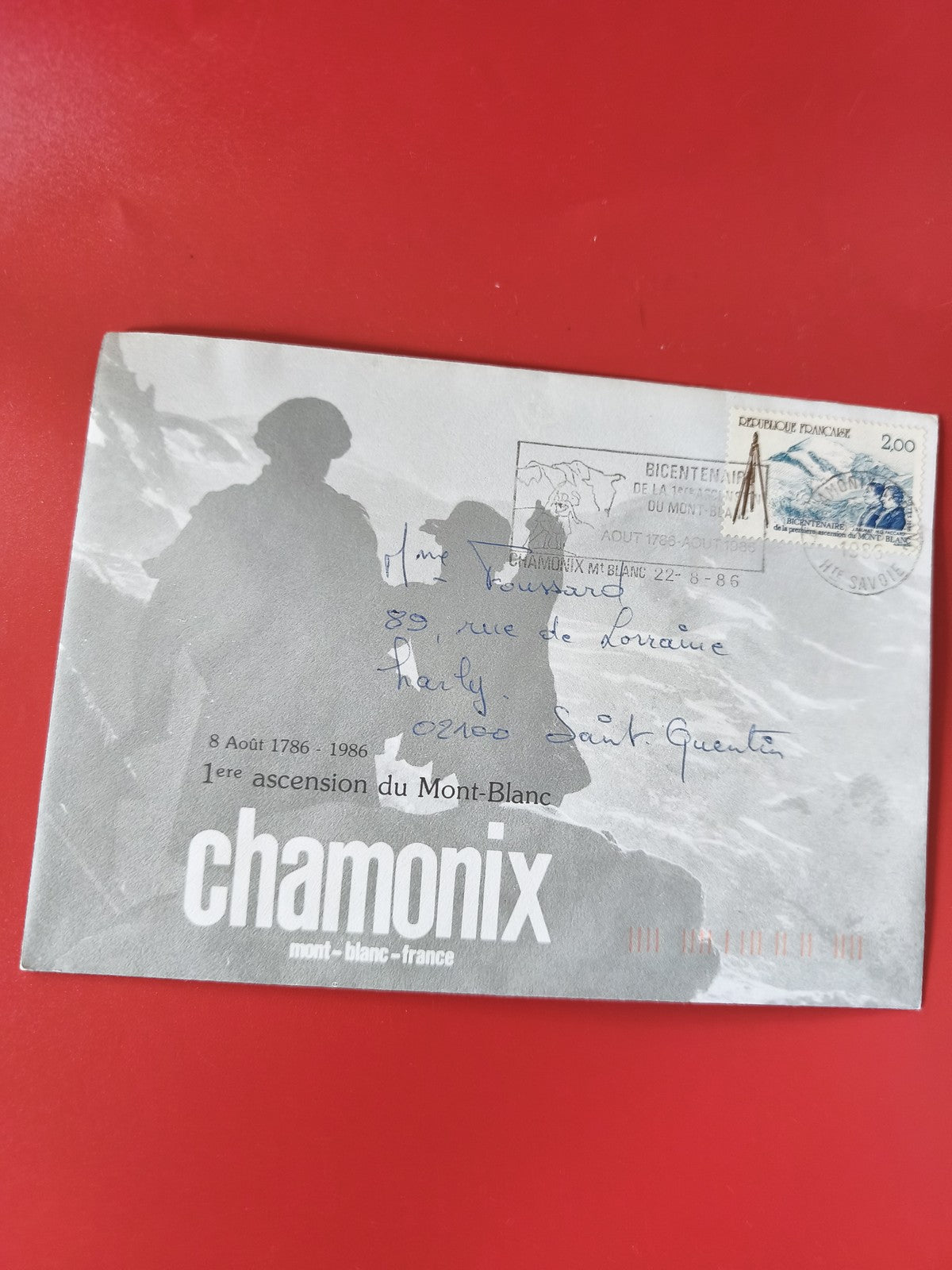 Enveloppe philatélie Chamonix Mont-Blanc 1ère ascension oblitérée France